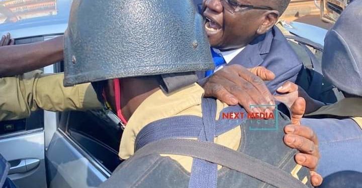 Amuriat being arrested on Tuesday