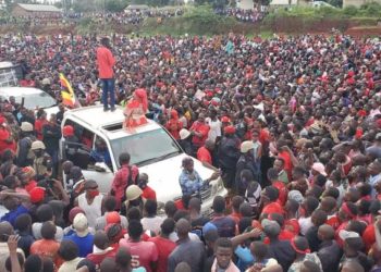 Bobi Wine holding a rally in Mayuge on Monday without following Covid-19 guidelines