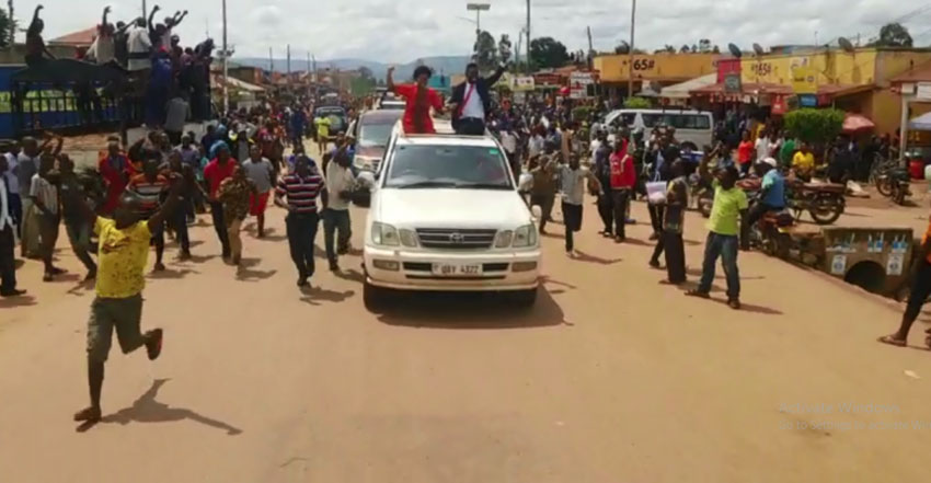 Bobi Wine arrives in Mbarara