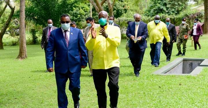 Museveni with Ethiopia delegation led by Deputy Prime Minister Hassen