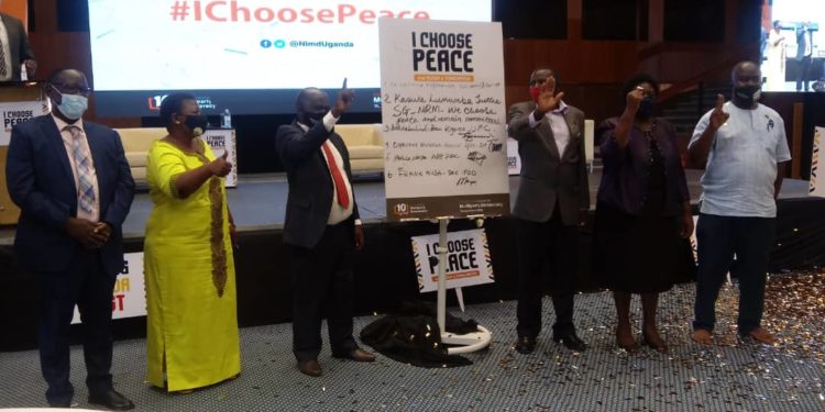 IPOD member-representatives with Mr Frank Rusa during the launch of #IchoosePeace campaign on Thursday