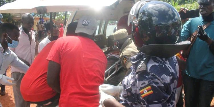 One of the injured NUP supporter in Nakifuma