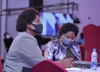 KCCA ED Dorothy Kisaka with Kampala Minister Betty Amongi at the Economic Mkutano 2020 summit