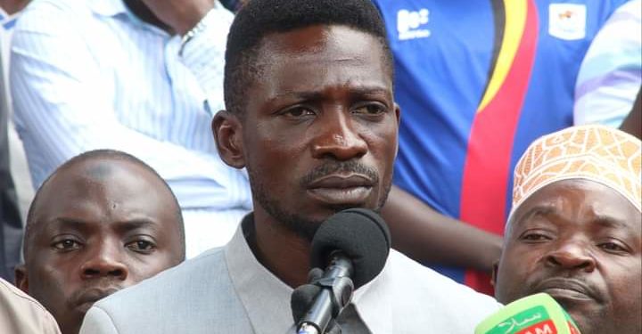 Bobi Wine addressing mourners at Kibuli Mosque