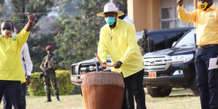 President Museveni campaigning in Mubende on Monday