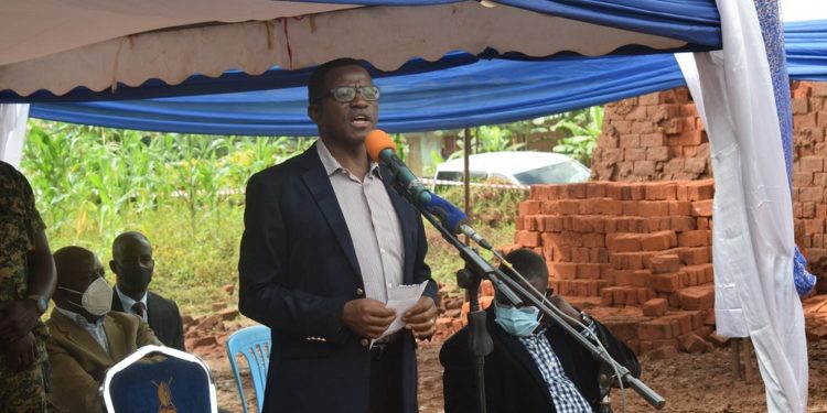 Katikiro Charles Peter Mayiga officiating at the launch of Decent Living Campaign in Mpigi district