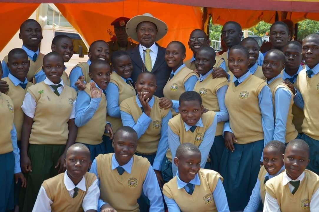 President Museveni with school children