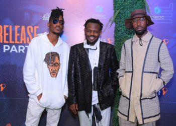 Abryanz (middle) with singers A Pass and Eddy Kenzo during last year's ASFAs