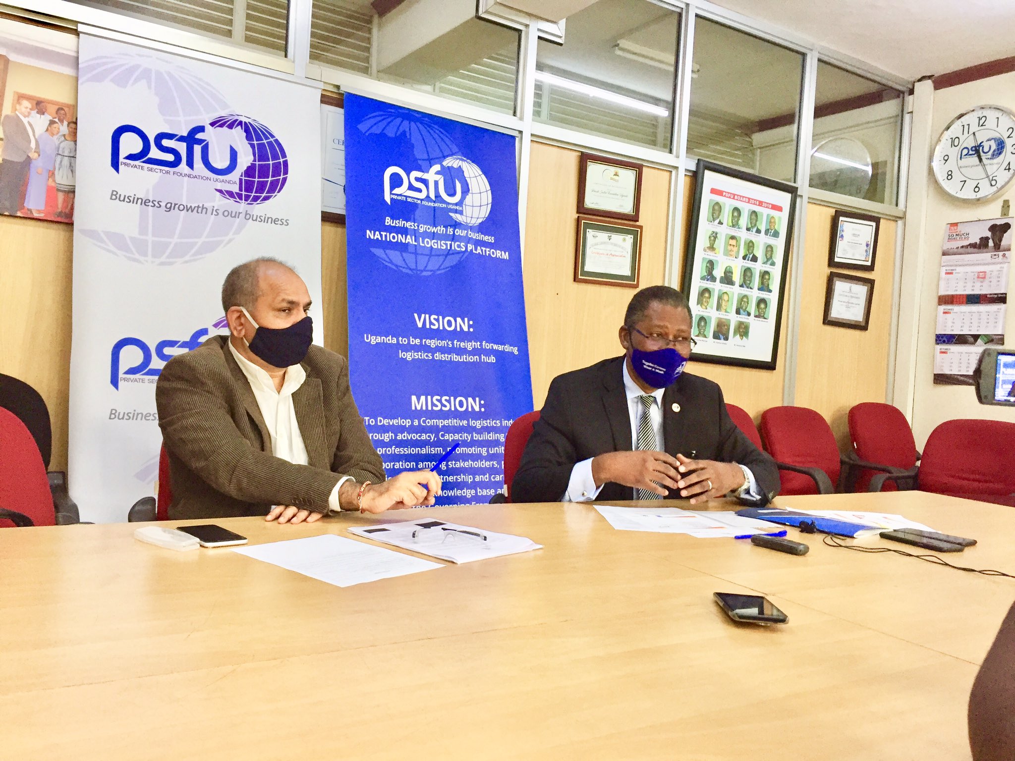 L-R: Mr Rajesh Chaplot, PSFU board member and Mr Gideon Badagawa, PSFU Executive Director addressing the media on Thursday