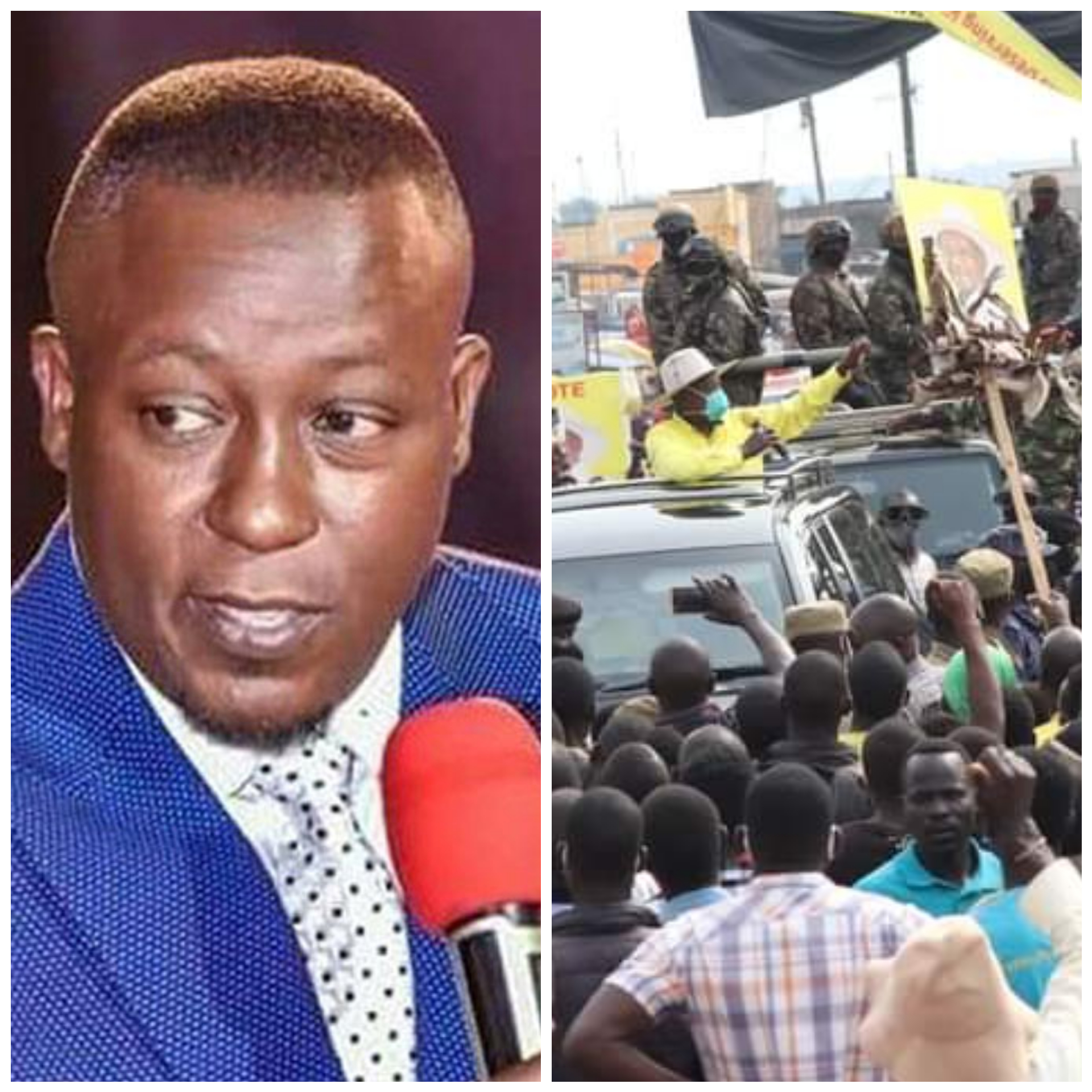 Joseph Kabuleta and President Museveni during his triumphant entry into Kampala on Thursday