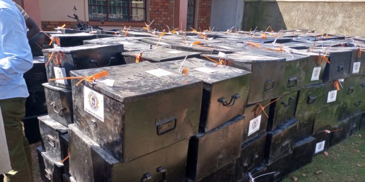 Voting boxes at Rukungiri EC offices