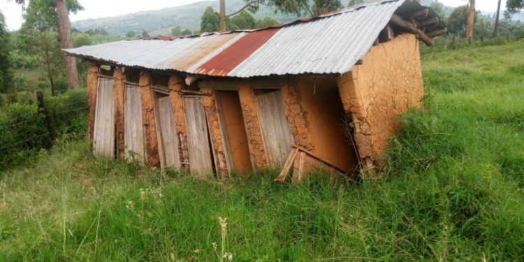 A 7 stance toilets at Kishonga primary school. photo by Ronald Kabanza