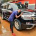 Bobi Wine's supporter on his armored car