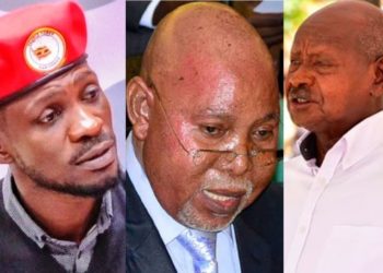 NUP leader Bobi Wine, Internal Affairs Minister Jeje Odongo and President Museveni