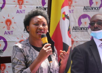 ANT's Winnie Kiiza addressing the media on Monday