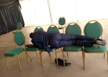 MP Sam Lyomoki sleeping at parliament a few months ago