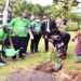 Speaker Rebecca Kadaga (C) planting a tree at Parliament during the launch of the initiative to plant 200 million trees by 2025