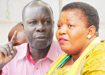 Akulira akakiiko ke by'okulonda mu NRM Dr. Tanga Odoi ne Ssabawandiisi wa NRM Justine Kasule Lumumba