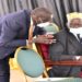 First Deputy Prime Minister, Gen. Moses Ali (R) consulting with Hon. Godfrey Onzima, Aringa North County MP during the Tuesday, 27 April 2021 sitting