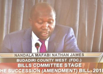 MP Nathan Nandala-Mafabi making his submission on the Succession law during the debate on Tuesday, 30 March 2021