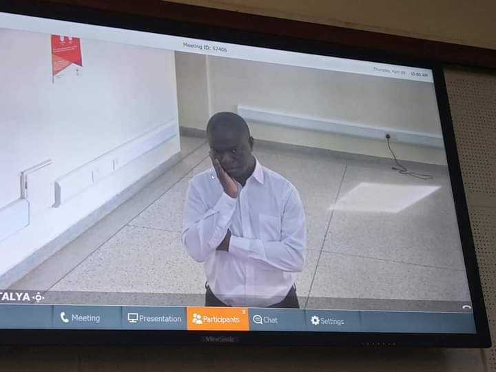 Muhammad Ssegirinya appearing in Court via video conferencing