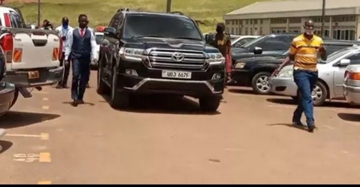 Bobi Wine's armored car at URA offices in Nakawa