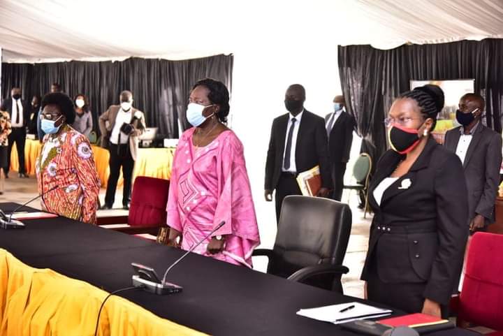 Speaker Kadaga (middle) during the Life after Parliament seminar on Thursday