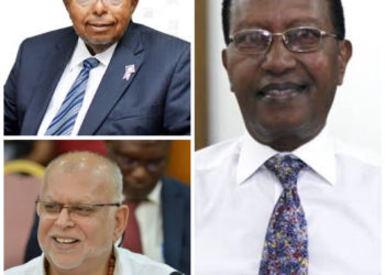 BoU Governor Emmanuel Mutebile, businessmen Sudhir Ruparelia and Amos Nzeyi