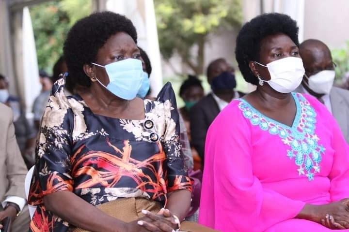 Rebecca Kadaga and Ruth Nankabirwa at the vigil of Gen Katumba Wamala's daughter on Wednesday