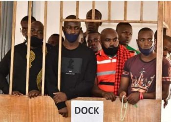 Nubian Li, Eddie Mutwe and other NUP members in a Court dock recently