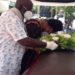 Gen Katumba and wife Catherine during the burial of their daughter Brenda on Thursday