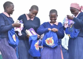 School girls with hand made menstrual products