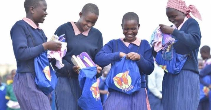 School girls with hand made menstrual products