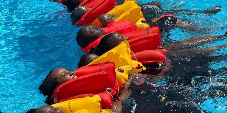 Uganda Airlines cabin crew members undergoing training