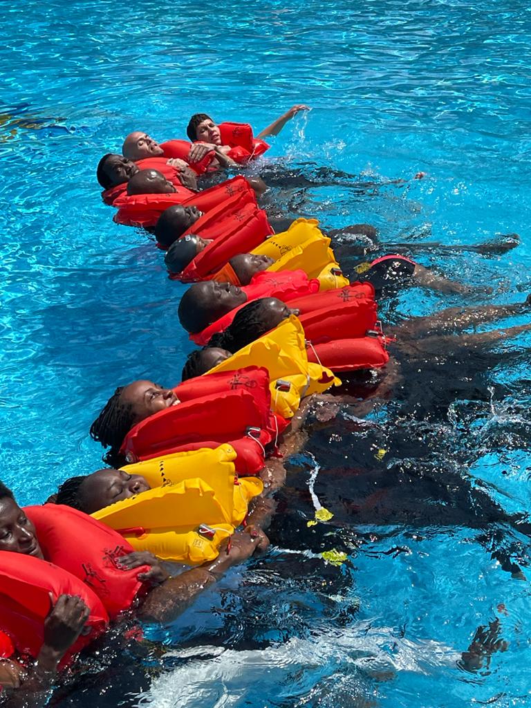 Uganda Airlines cabin crew members undergoing training