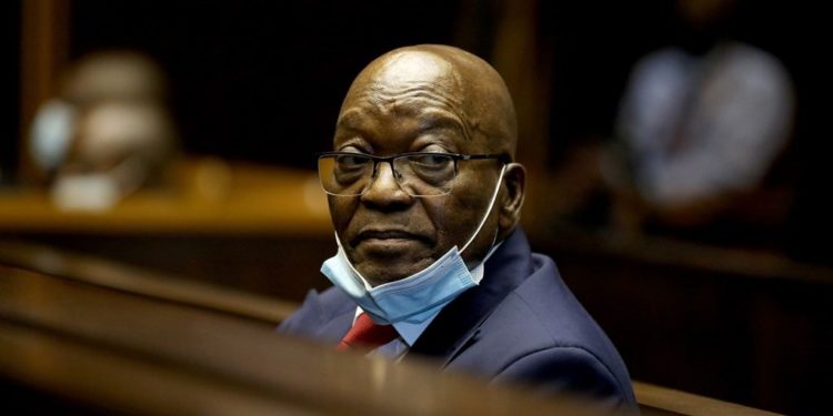 Former president Jacob Zuma in the dock facing corruption charges in the KwaZulu-Natal High Court in Pietermaritzburg.