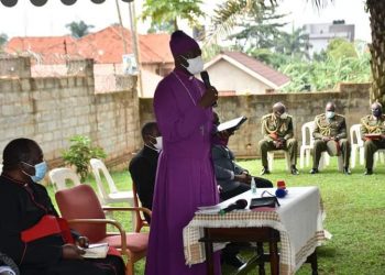 Archbishop Kaziimba Mugalu at the funeral service of Gen Pecos Kutesa