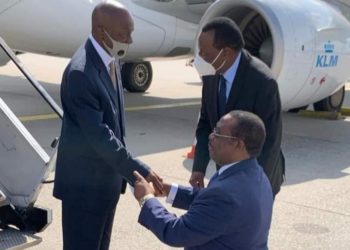 Kabaka Mutebi being welcomed by some of his people in Berlin, Germany