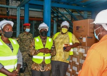 Richard Todwong visiting Uganda Medical Stores in Entebbe