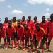 Buddu Soccer Academy football players during their unveiling last weekend at Kyabakuza Playground