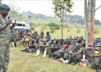 Brig Gen Bob Ogiki talking to UPDF troops