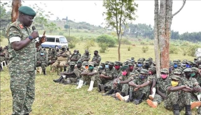 Brig Gen Bob Ogiki talking to UPDF troops