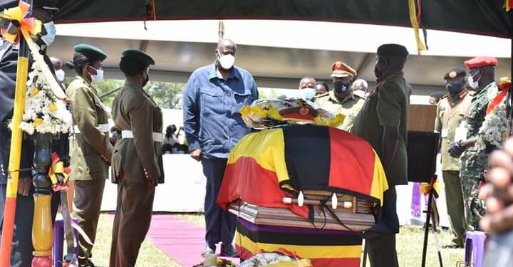 Gen Salim Saleh at the burial of Gen Paul Lokech in Pader district on Friday