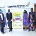 Henry, Dhabangi, Airline's Doreen, Maama Rebecca and Henry's mother at Uganda Airlines Offices on Thursday