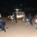 Police officers patrolling Masaka City on Wednesday night