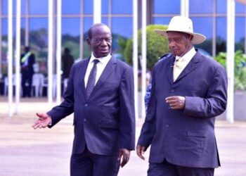 Former Vice President Edward Kiwanuka Ssekandi and President Museveni