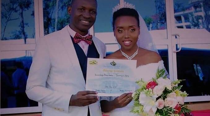 Tumwebaze and Mercy on their wedding day