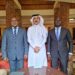 L-R: Ambassador Dr Yahya Rashid Ssemuddu, Qatari Ambassador H.E Al-Dosari and Next Media Chief Protocol Officer Pablo Bashir