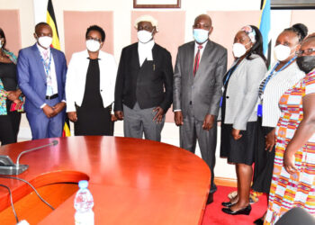 The Speaker of Parliament, Jacob Oulanyah, with representatives of UN Women.