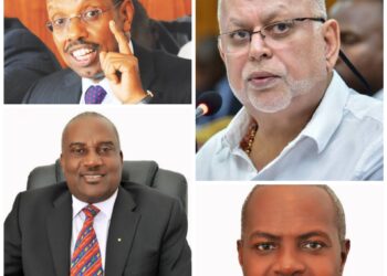 L-R: Keith Muhakanizi, Sudhir Ruparelia, Emmanuel Katongole and George Baguma